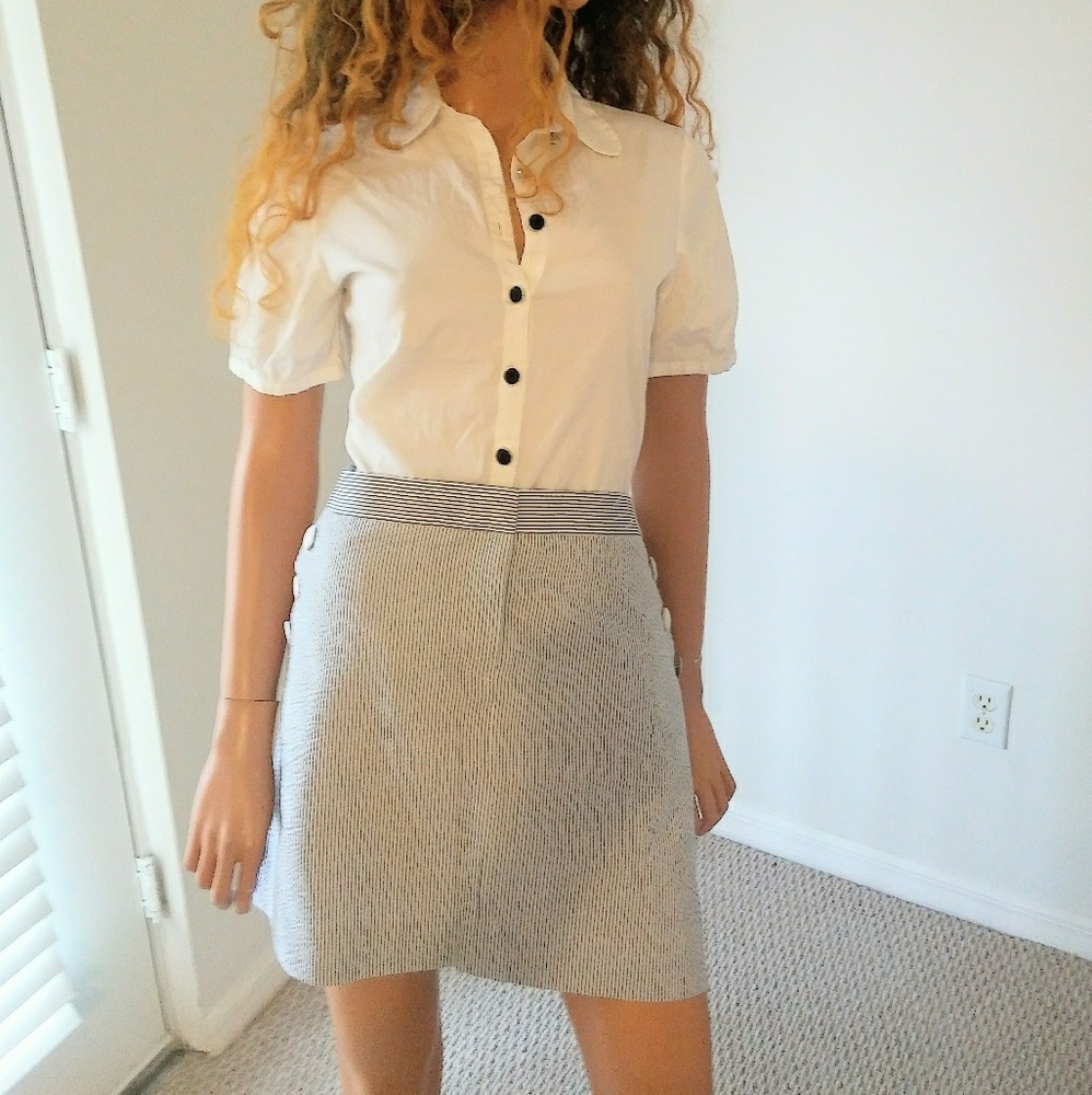 J. Crew seersucker pinstripe mini skirt sz 12 new